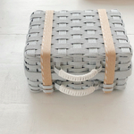 ＊しかくいかごトランクシリーズ  Mサイズ＊ trunk case (優しいグレー×ステッチ入クラフト)