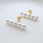5連 樹脂パールピアス　6ミリ 5連パール ピアス 両耳セット ラインピアス　川口春奈 わたナギ  多部未華子 ゴールド シンプル