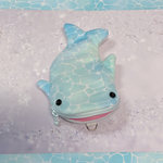 【F】ジンベイちゃんふわふわポーチ(水面模様)Dカン付き