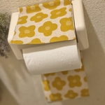 フラワー柄マスタードイエロー☆トイレットペーパーホルダー♫
