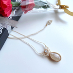 【母の日SALE❤】桜瑪瑙×レインボームーンストーンのシンプルなマクラメネックレス
