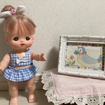 メルちゃん　水着　水色チェック柄