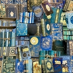 (再販×13)アンティークブック(blue)紙ものセット＊コラージュ素材＊ジャンクジャーナル