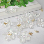 New！１０セット★オーロラカラーアクリルフラワー　メタル花芯つき