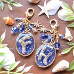(左 F)海シリーズ　ミニオーバル×Fイニシャルチャーム