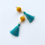 みかん色×ターコイズタッセルピアス