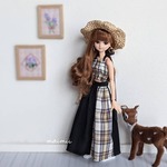 リカちゃん☆セットアップ　黒×ベージュチェック