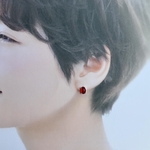 可愛い赤い琥珀のsilverピアス