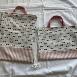 kymc様オーダー品☆ピンクしましま×リボン柄ナップサック☆レッスンバッグ★