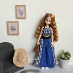 リカちゃん☆セットアップ　青×黒ギンガム