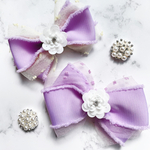 送料無料！きらめく紫陽花リボン🎀 犬用アクセ　トリミング　キッズリボン　わんこアクセ　大人かわいい　プチギフト　jdバレッタ　トップノットリボン　ベビーヘアクリップ　犬用リボン　ワンコ用バレッタ