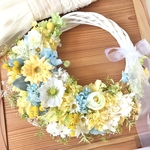アネモネとガーベラ、ミモザのリースブーケ  ＊ギフト ウェディング 
