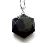 ✨お守り（魔除け）✨カットの美しい六芒星型オブシディアン（黒曜石）の天然石ペンダント  （バチカン、チェーン　ステンレス））