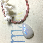 ＬＯＶＥ　moonstone& rhodochrosite ステートメントネックレス L silver925