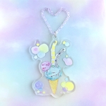 チョコミントアイス　チンアナゴ＆ニシキアナゴトッピング　アクリルキーホルダー