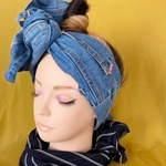 ブラックデニム　Levi’s赤タブ付き　ワイヤー入りヘアターバン
