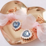 ꙳✧♡♡ 量産 量産型 パール ハート キラキラ プリンセスのチュールリボン ドレス ピアス イヤリング ♡♡꙳✧