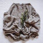 ぽこぽこダブルガーゼのプルオーバーブラウス【ブラウンベージュ・長袖】