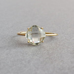 グリーンアメジスト  スクエアクッション 8mm /  Silver925製 ゴールド 指輪