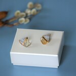 有田焼 陶片 x 金継ぎ ピアス イヤリング (シトリン)