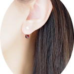 1月誕生石 14KGF ＜しずく/水滴＞ パール&ガーネット 2WAY 赤いピアス 　スタッドピアス
