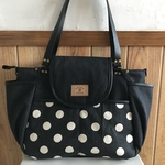 【s〜a様ご依頼品】 フラップバッグ♪A4サイズ*黒ドット