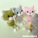 【セット販売】母の日にも！猫のあみぐるみセット 可愛い抹茶色ねこぴとピンクねこぴ、空色ねこぴのセット