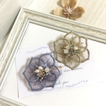 刺繍フラワーポニーフック　①紫陽花カラー　②シャンパンゴールド