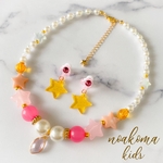 little princess＊Magical girls - pink star キッズイヤリング+キッズ ネックレスセット＊キッズアクセサリー マジカル 美少女戦士 女の子 プレゼント こどもの日