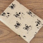 再販【文庫本】ゴムバンド栞付ブックカバー★綿麻キャンバス★フレンチブルドッグ