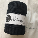 【5メートル】5ミリ　ブラック　ボビニー　ロープタッセル ロープピアス　ロープイヤリング　ロープタッセル ピアス　Bobbiny マクラメ シングル　5mm 小分け　少量　シングルツイストロープ