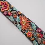 【60㎝カット済み】チュール刺繍リボン   【ブラック×オレンジ】