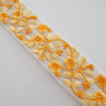 【1mカット済み】カラーチュール刺繍リボン   【イエロー】