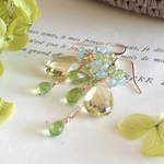 ＊再販＊【14kgf】レモンクォーツ×ペリドット＊ピアス