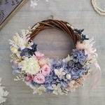 Lune Bonheur＜rose pastel＞＊ハーフムーンリース＊プリザーブドフラワー＊リース＊お花＊ギフト＊母の日＊結婚祝い＊新築祝い＊お誕生日祝い＊フラワーギフト