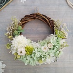 Lune Bonheur＜Vert printemps＞＊受注制作＊ハーフムーンリース＊プリザーブドフラワー＊リース＊お花＊ギフト＊母の日＊結婚祝い＊新築祝い＊お誕生日祝い＊フラワーギフト