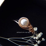 shell pearl/ ブロンズwire wrap ring 