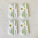 White Flower Pattern Trapezoid Pendant Tops