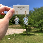 〻金具変更無料〻【オーロラ】bubble beads × chain pierce / earring | バブル シャボン玉