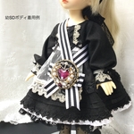 【ドール用】ハートのチャーム フューシャ 幼SD SDM  ブローチ