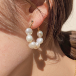 【fresh water  pearl hoop pierce&earring】淡水パール フープ ピアス イヤリング シンプル 結婚式 ウエディングアクセサリー