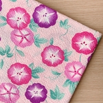 50*50【リップル】涼しげな朝顔／ピンク《 生地 リップル生地 コットン 綿 花柄 花 朝顔 アサガオ あさがお マスク COTTONCANDY 夏 》