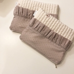 母子手帳ケース　𖦊アイボリー×ドットミニヨン グレイッシュピンク