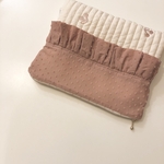 母子手帳ケース　𖦊アイボリー×ドットミニヨン ウステラコッタ