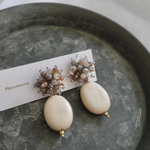 marble stone×woodピアス　イヤリング