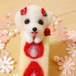 羊毛フェルト 苺サンド マルチーズ ♬.*ﾟ 犬 ぬいぐるみ ミニチュア