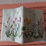 ボタニカルガーデン刺繍の文庫本サイズブックカバー　 カラフル