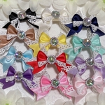 2個 セット♡ 繰り返し使える！ ビジュー と サテン レース リボン の ミニ キッズ ベビー ヘアゴム ヘアクリップ  セレモニー  フォーマル 幼稚園 小学校 甘ロリ 夢かわ ロリータ 地雷系