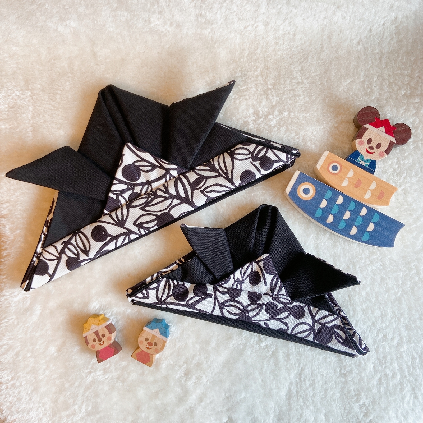 布かぶと♪ハンドメイド品 ハンドメイド 飾れる&かぶれる布兜(青海波) 雑貨・その他