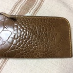 牛革:Lファスナーシンプル長財布:ワニ型:茶